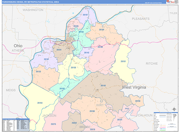 Parkersburg-Vienna Metro Area Wall Map